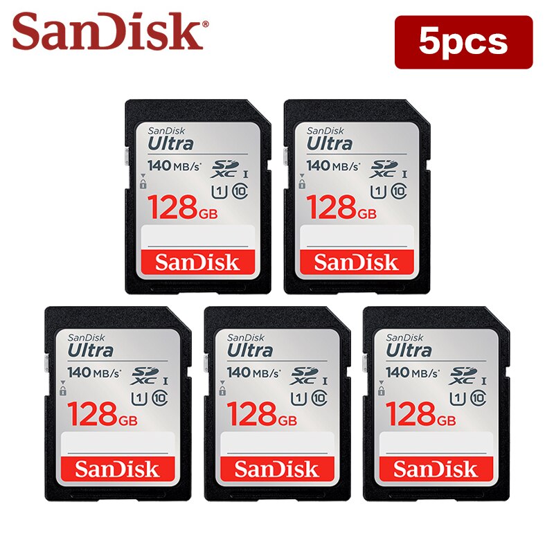 SanDisk 울트라 SD 카드, SLR 카메라 촬영용, 4K 비디오 촬영용, 클래스 10 U1 플래시 메모리 카드, 32GB SDHC, 64GB, 128GB, 최대 80 M/S, 5 개, 10 개, 20 개
